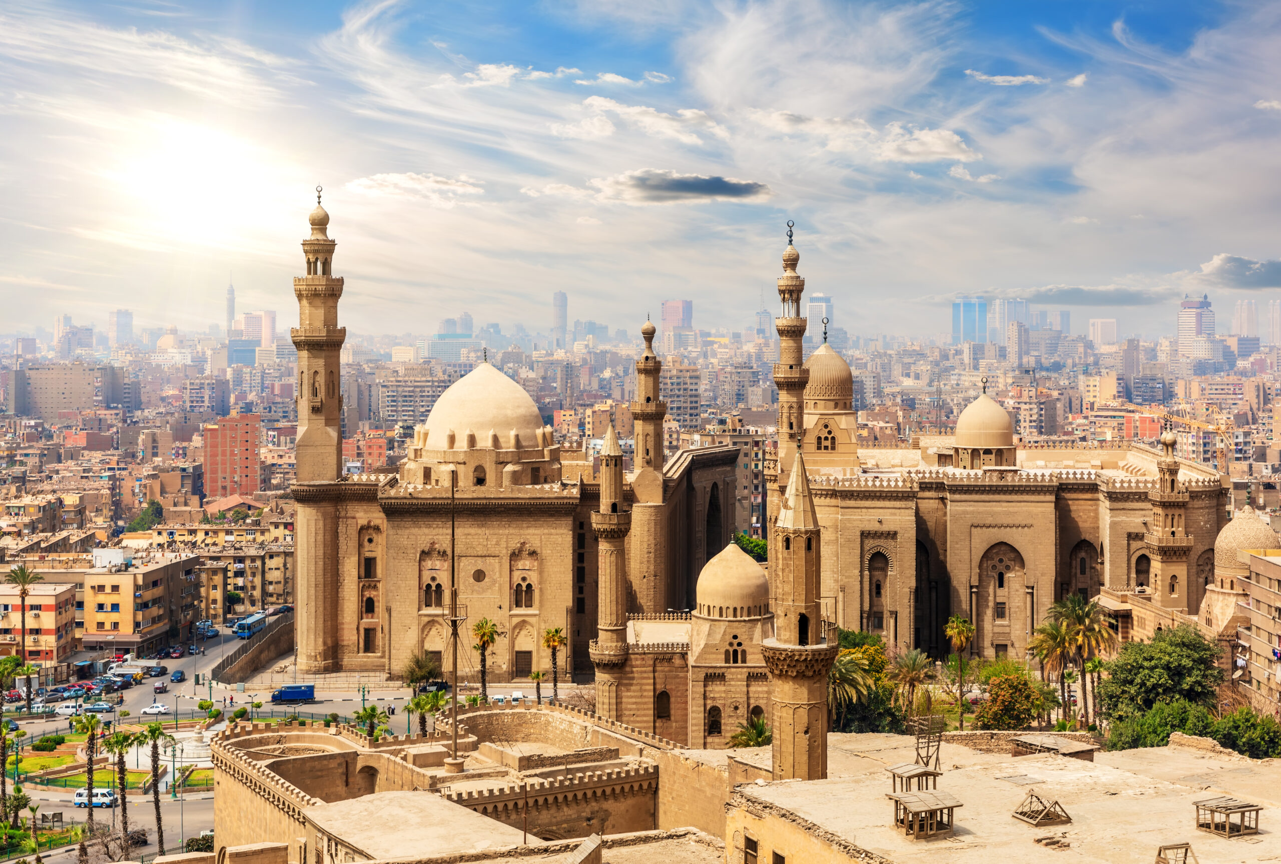 Wonderful view of The Mosque-Madrassa of Sultan Hassan from the Citadel, Cairo, Egypt.
