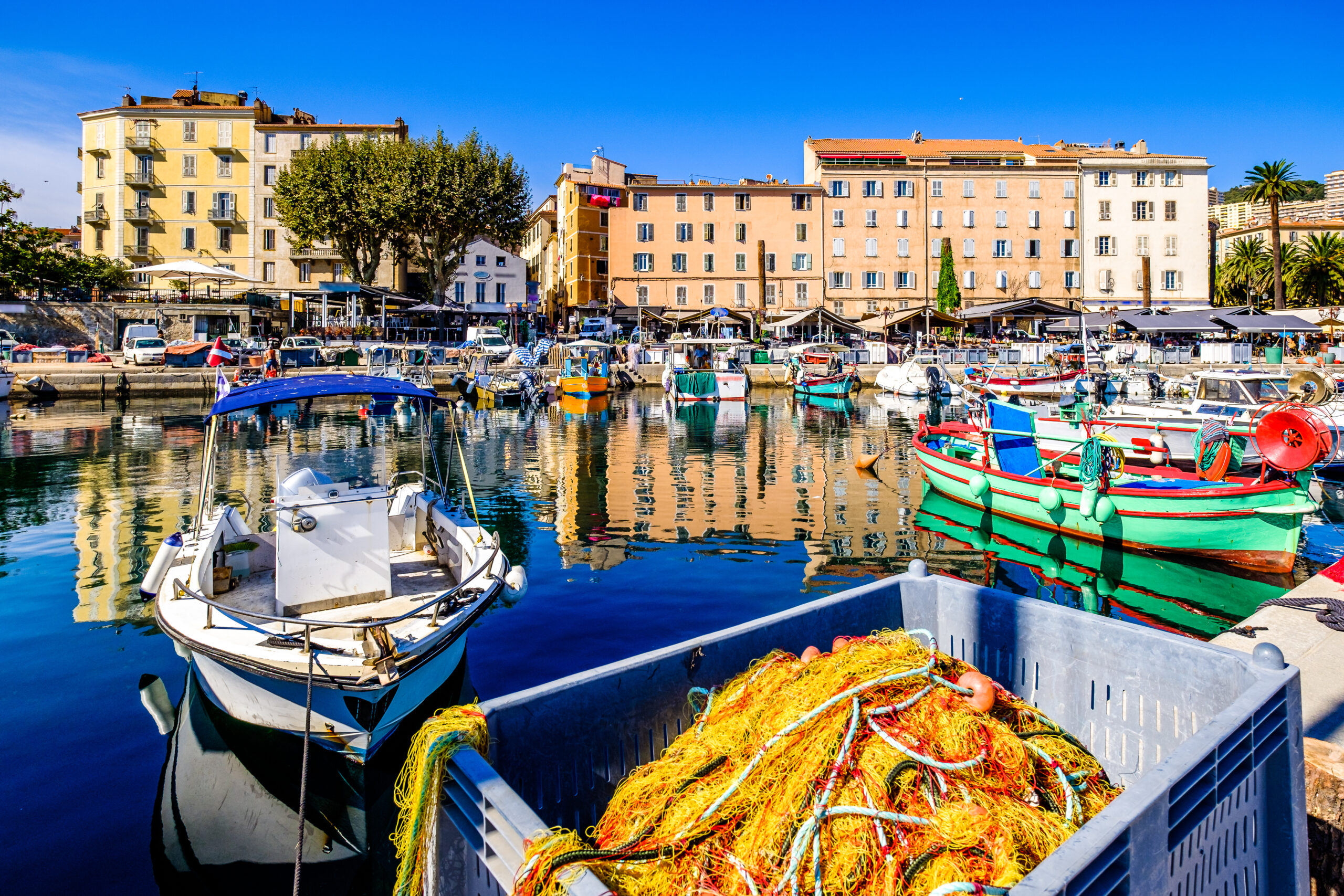 famous old town and harbor of ajaccio on corsica