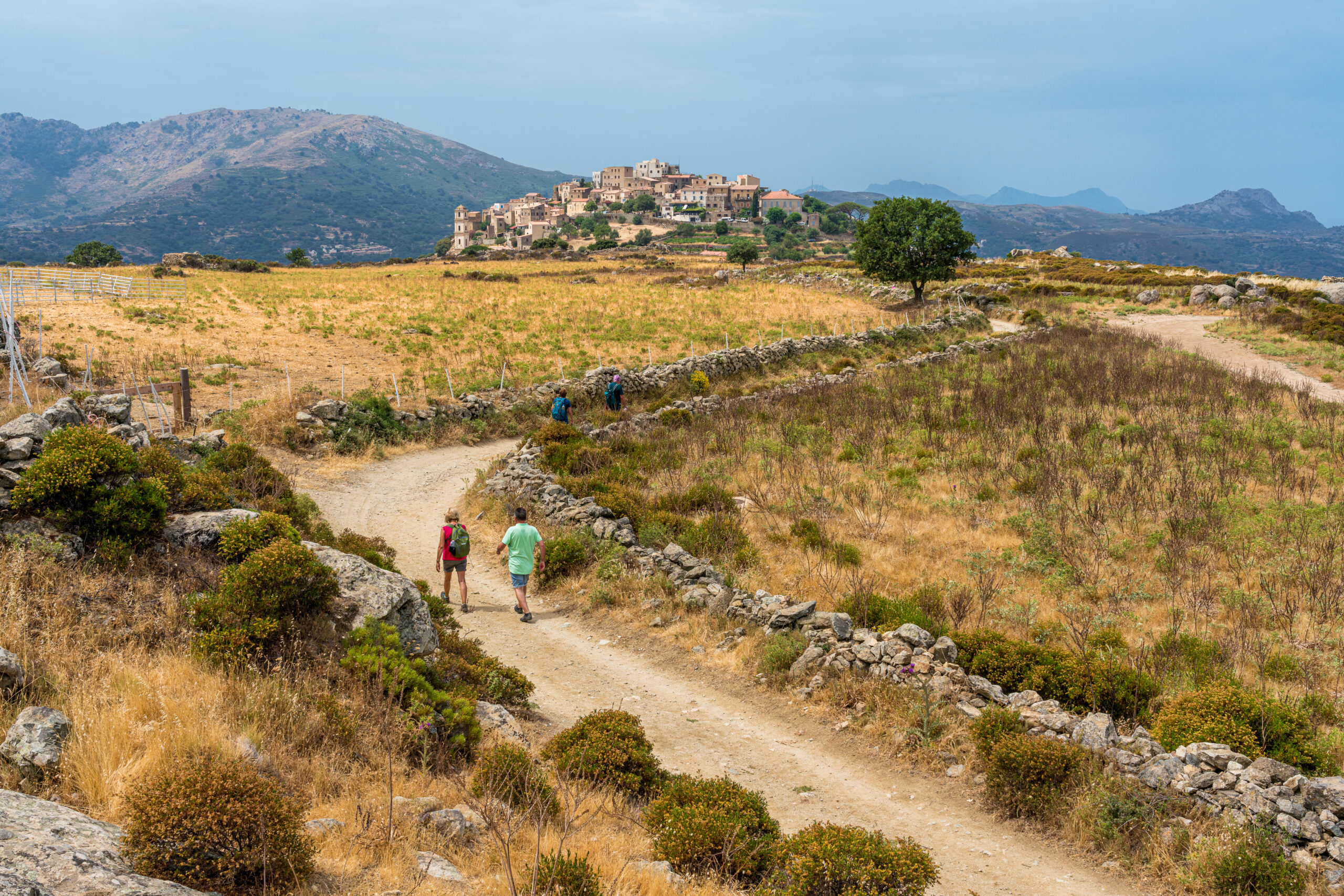 The beautiful village of Sant'Antonino on a summer morning, in Corse, France.