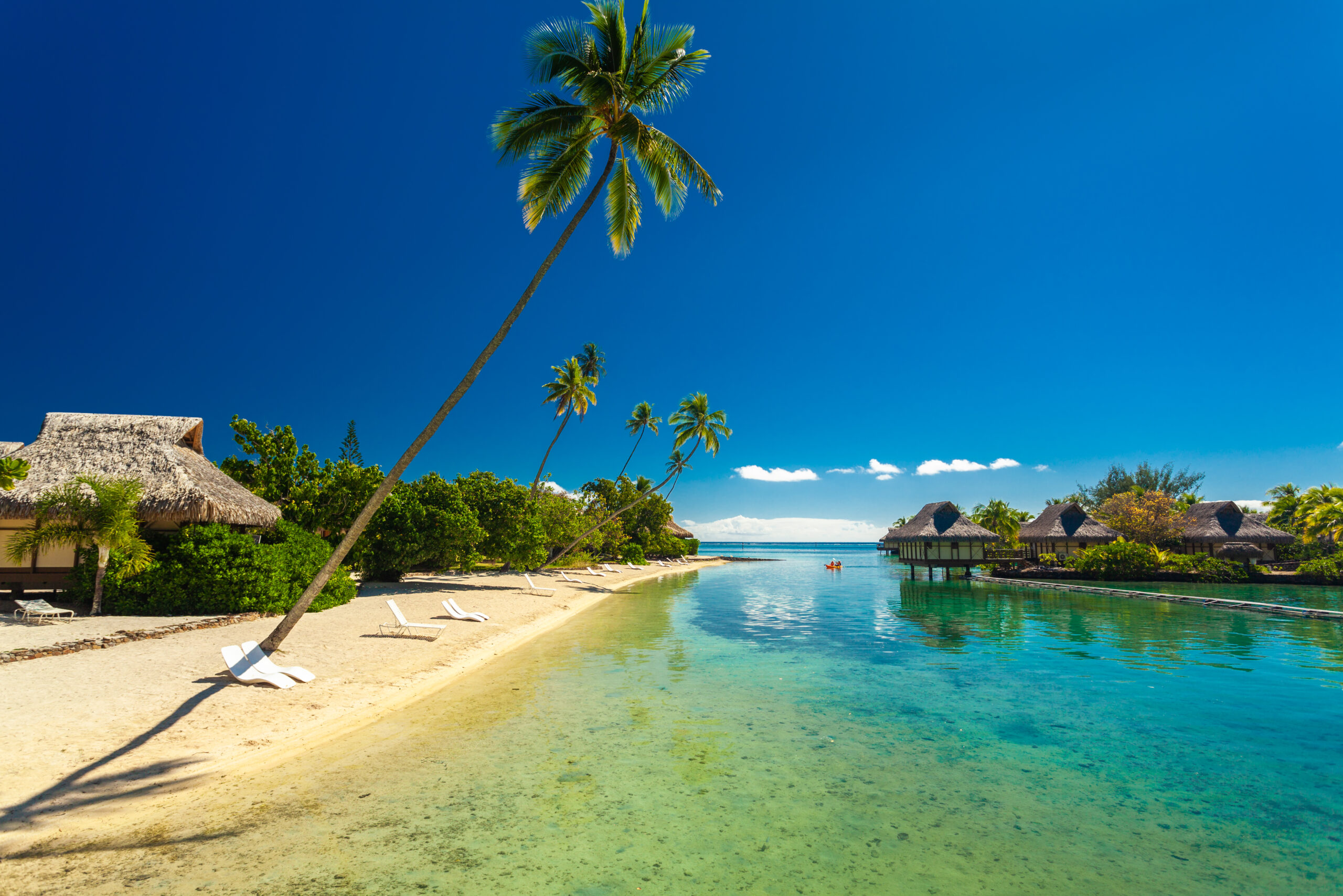 Tropical resort with amazing lagoon on Moorea, Tahiti, French Polynesia